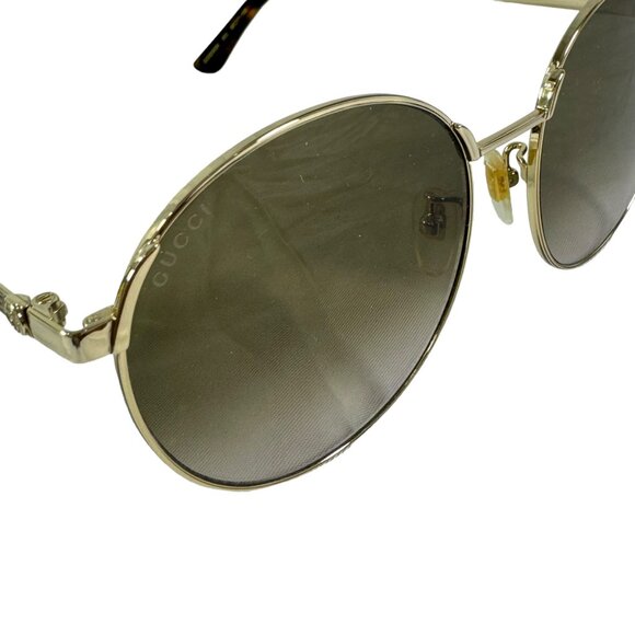 GUCCI Tortoise & Gold Metal GG0206SK 003 58 17-150 Women's Round Sunglasses - Picture 5 of 13